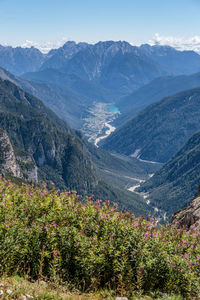 Scenic view of mountains against sky