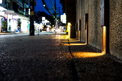 View of city street at night