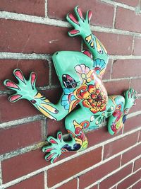 High angle view of multi colored potted plant on wall