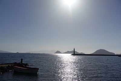 Boat sailing in sea