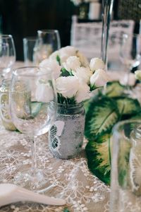 Close-up of flower bouquet on table