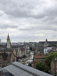 High angle view of townscape against sky