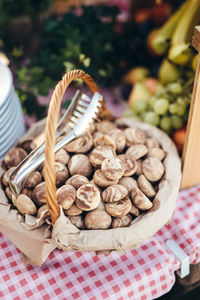 High angle view of food on table