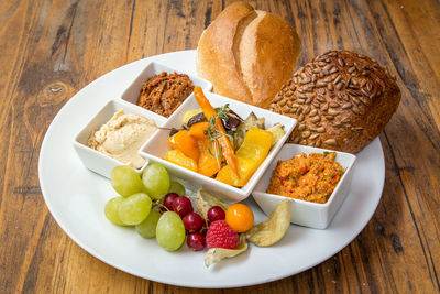 Close-up of breakfast on table