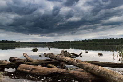 Scenic view of lake against sky