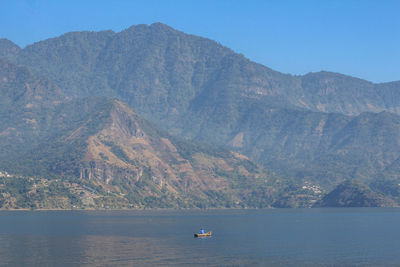 Scenic view of sea with mountains in background