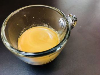 High angle view of drink on table