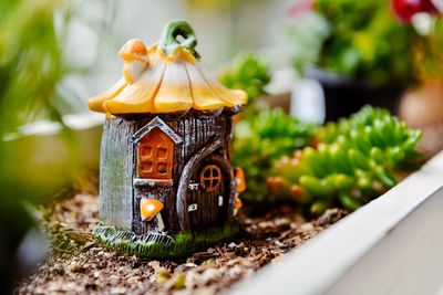 Close-up of figurine on table