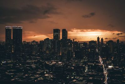 View of city at sunset