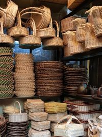 Bamboo and rattan handicrafts at the beringharjo traditional market, yogyakarta