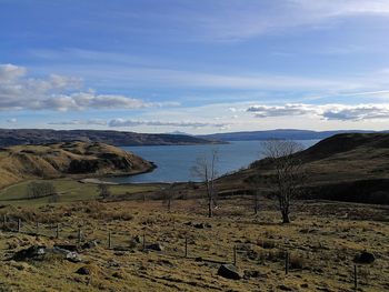 Scenic view of land against sky