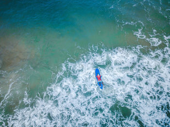 High angle view of person in sea