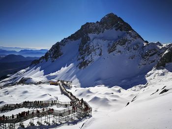 Scenic view of snow covered mountains against sky
jade dragon snow mountain