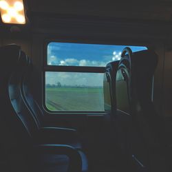 View of train through window