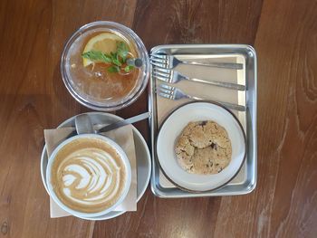 High angle view of coffee on table