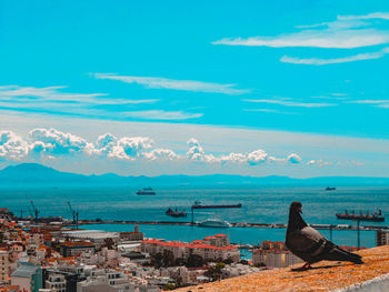 View of sea against blue sky