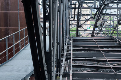 High angle view of staircase in factory