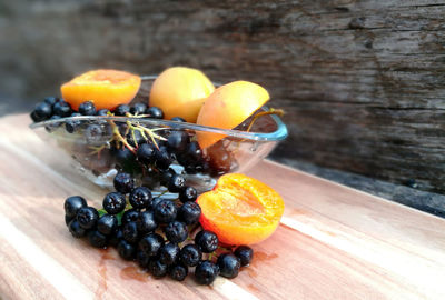 Close-up of fruits on table