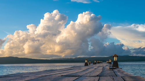 Scenic view of sea against blue sky