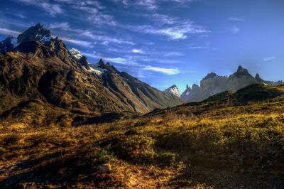 Scenic view of mountains against sky