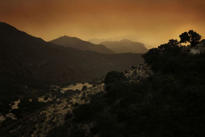 Scenic view of mountains during sunset