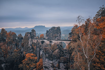 View of trees against sky during autumn