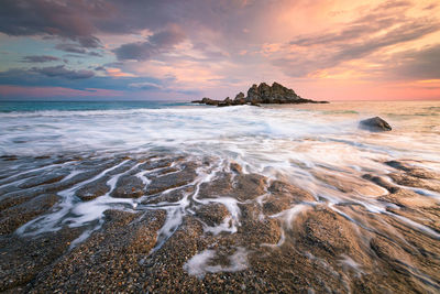 Sea stack at sidonia village in southern crete.