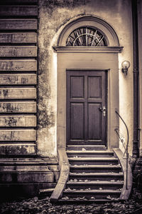 Closed door of house