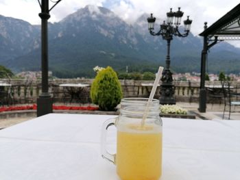 Close-up of drink on table