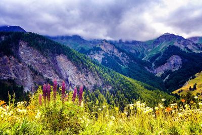 Scenic view of mountains against sky