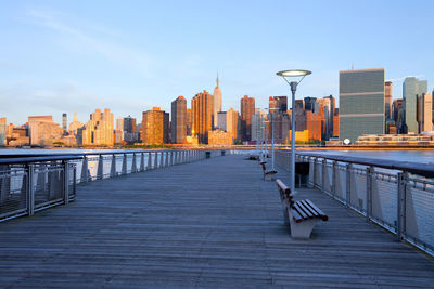 View of cityscape against clear sky