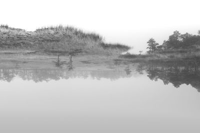 Scenic view of lake against clear sky