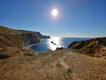 Scenic view of sea against clear sky