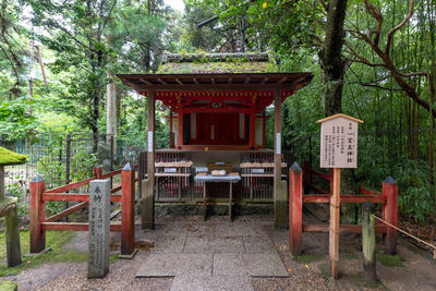 View of empty chairs and table in park