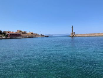 Scenic view of sea against clear sky