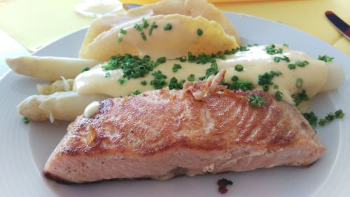 Close-up of meal served in plate