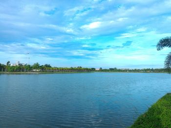 Scenic view of lake against sky