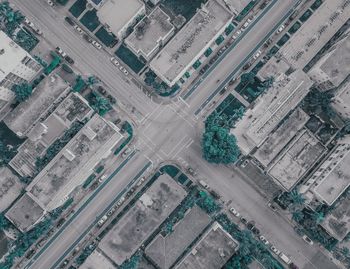 High angle view of city buildings