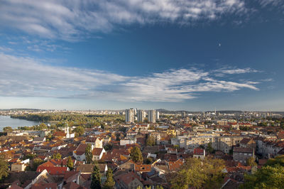 High angle view of townscape against sky