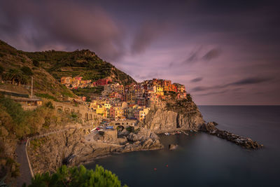 Scenic view of sea against sky at sunset