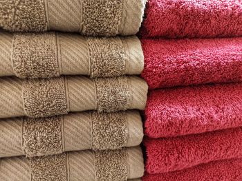The texture of the pile of towels