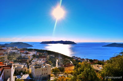 Scenic view of sea at sunset