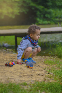 Boy playing with toy