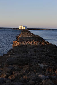 Scenic view of sea against clear sky