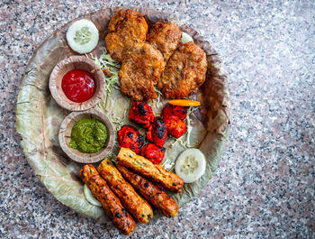 High angle view of breakfast on plate