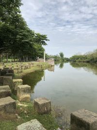 Scenic view of lake against sky