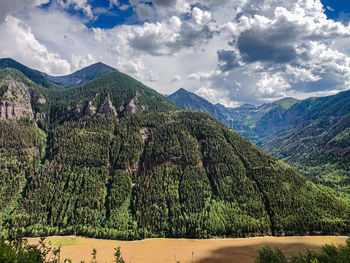 Panoramic view of landscape and mountains against sky