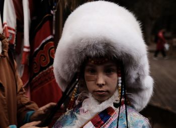 Portrait of girl wearing hat