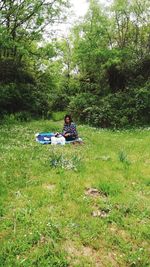 Man sitting in a forest