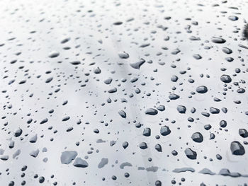 Full frame shot of raindrops on glass window